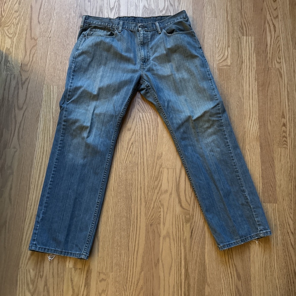 Levis 559 Mens 38x30 Relaxed Fit Straight Distressed Jeans Light Blue Wash VTG - Picture 1 of 14